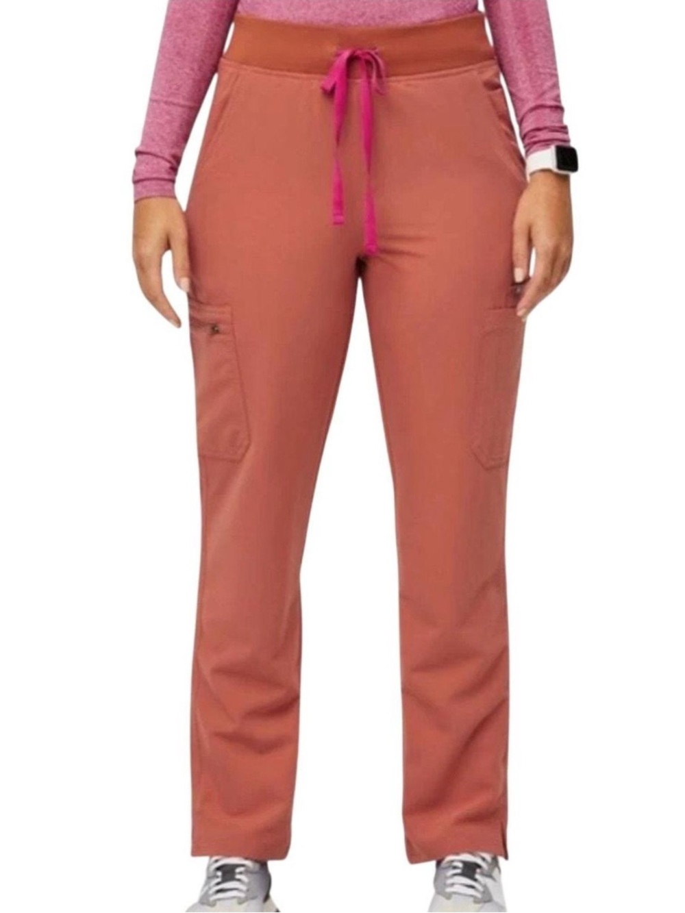 NWT Figs Women's Yola High-Rise Slim Scrub Pant in Terracota
